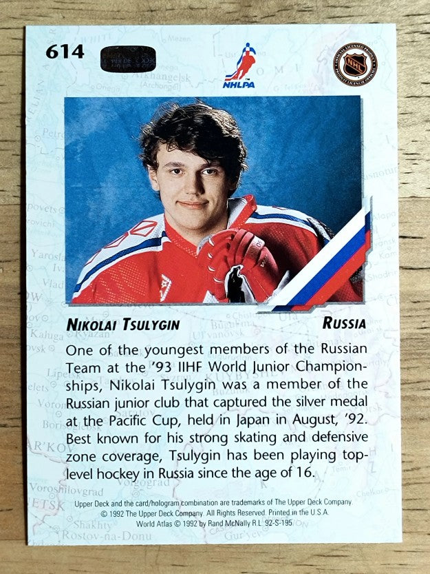 1992-93 Upper Deck #614 Nikolai Tsulygin RC