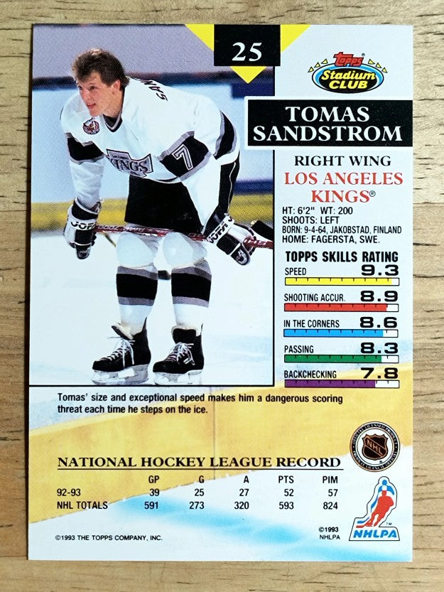 1993-94 Stadium Club #25 Tomas Sandstrom