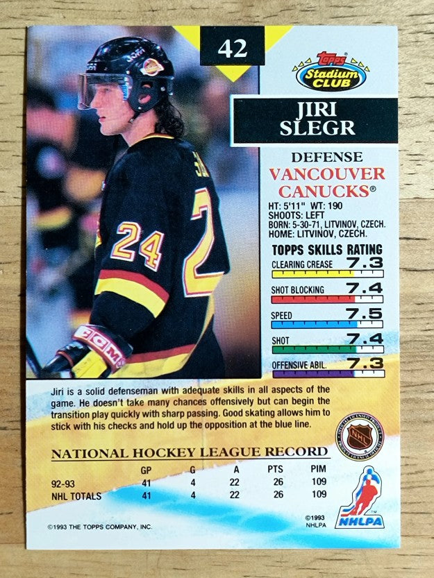 1993-94 Stadium Club #42 Jiri Slegr