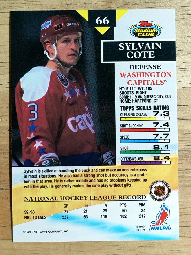 1993-94 Stadium Club #66 Sylvain Cote