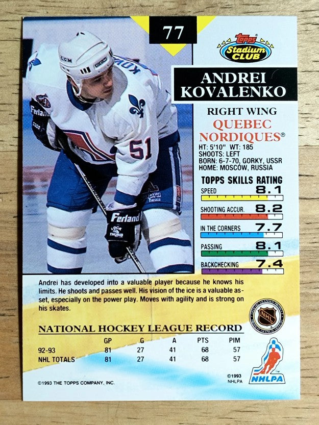 1993-94 Stadium Club #77 Andrei Kovalenko