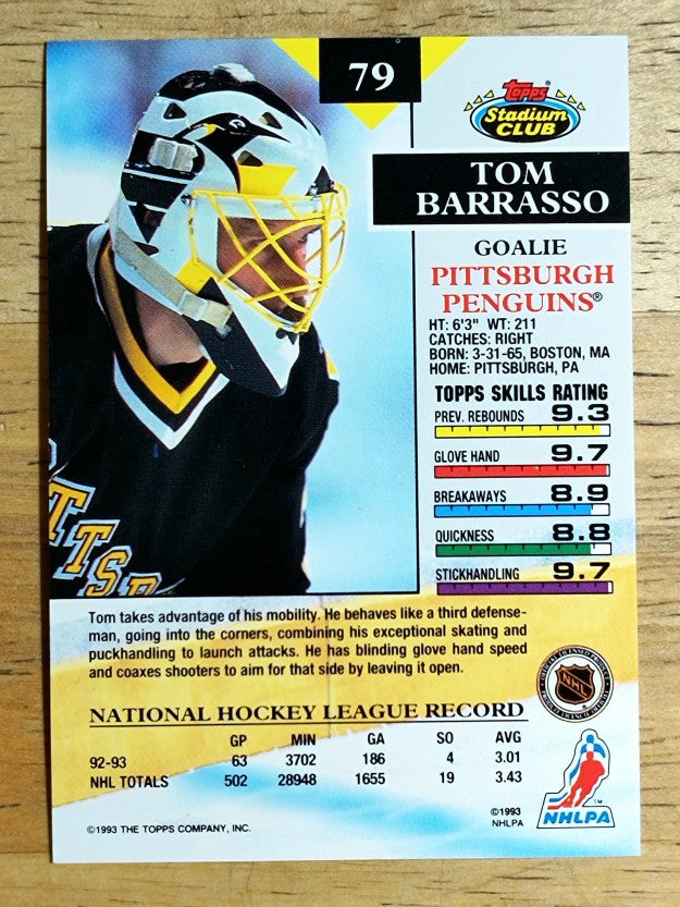1993-94 Stadium Club #79 Tom Barrasso