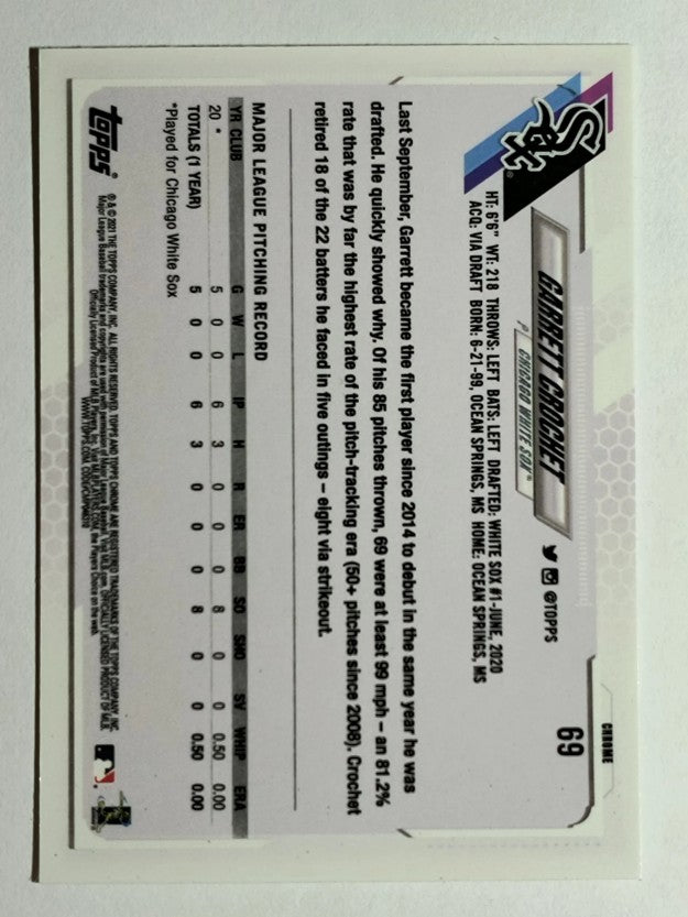 2021 Topps Chrome #69 Garrett Crochet RC