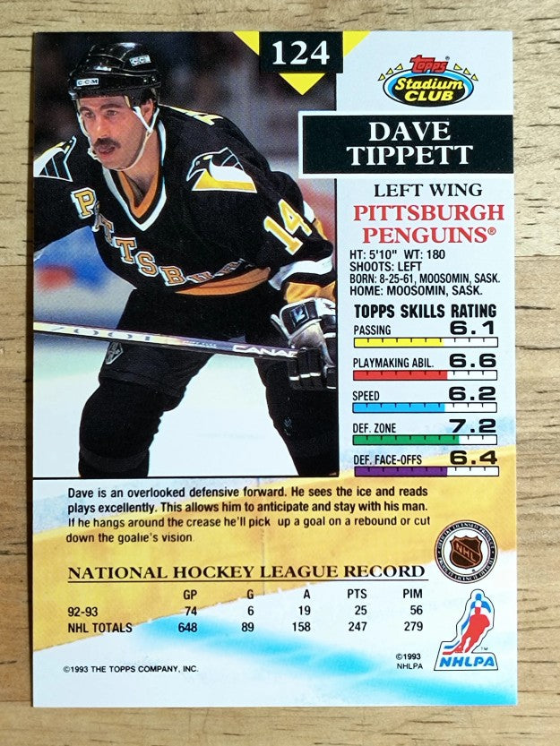 1993-94 Stadium Club #124 Dave Tippett