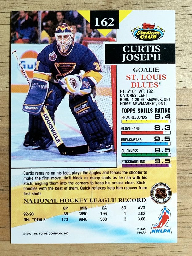 1993-94 Stadium Club #162 Curtis Joseph