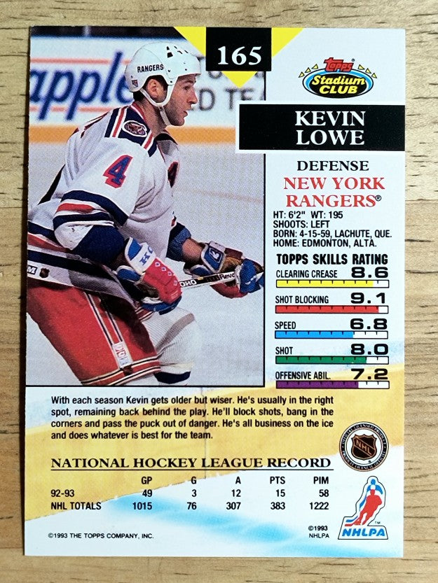 1993-94 Stadium Club #165 Kevin Lowe