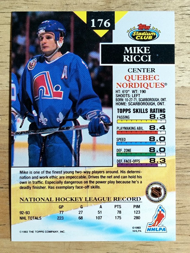 1993-94 Stadium Club #176 Mike Ricci