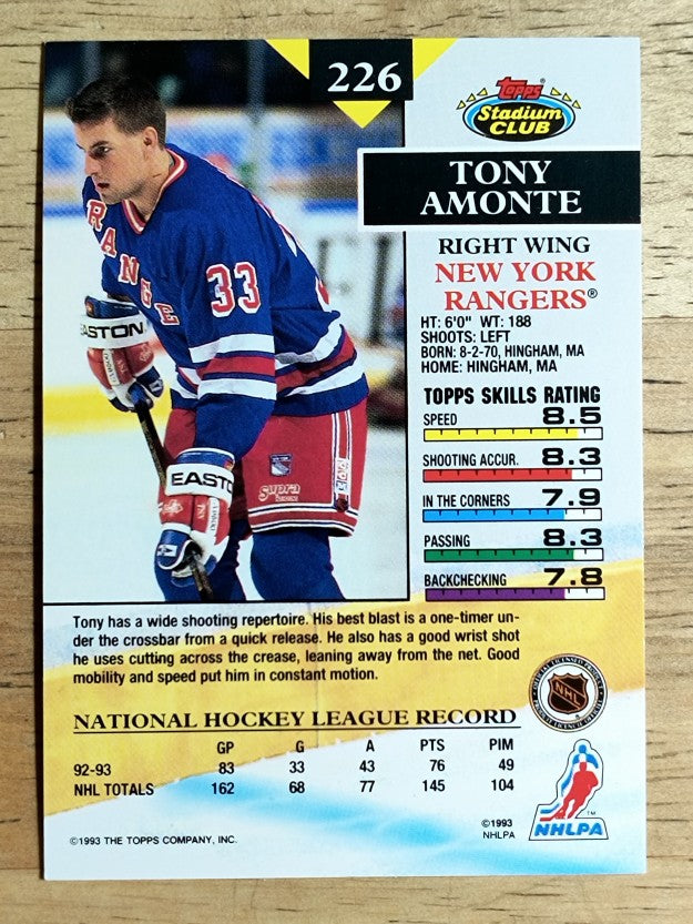 1993-94 Stadium Club #226 Tony Amonte