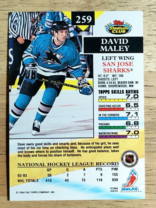 1993-94 Stadium Club #259 David Maley
