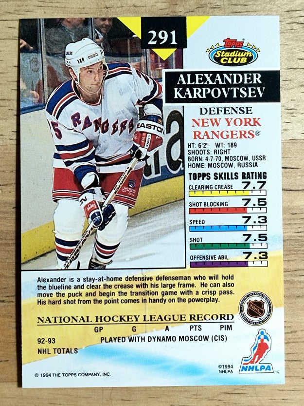 1993-94 Stadium Club #291 Alexander Karpovtsev