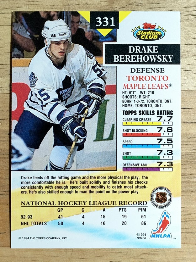 1993-94 Stadium Club #331 Drake Berehowsky