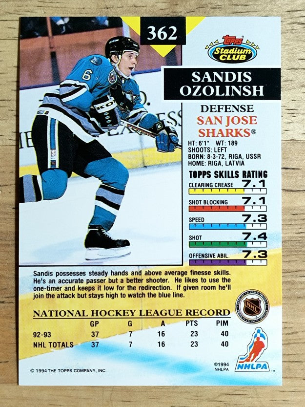 1993-94 Stadium Club #362 Sandis Ozolinsh