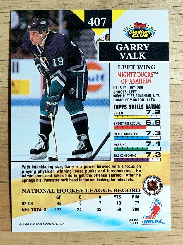 1993-94 Stadium Club #407 Garry Valk