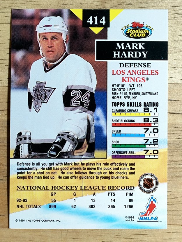 1993-94 Stadium Club #414 Mark Hardy