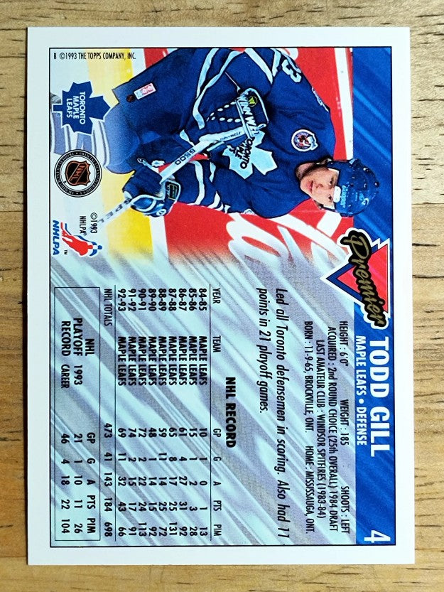 1993-94 Topps Premier #4 Todd Gill