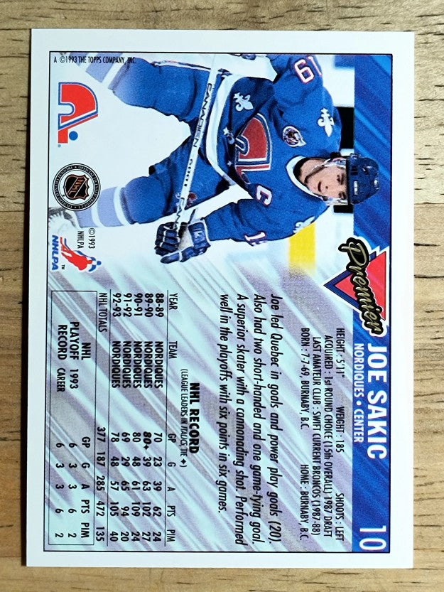 1993-94 Topps Premier #10 Joe Sakic