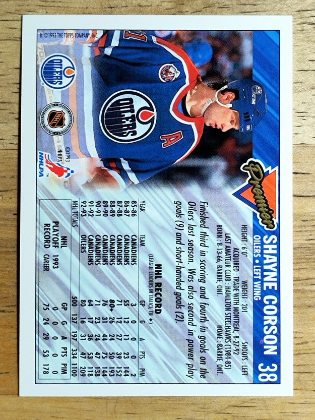 1993-94 Topps Premier #38 Shayne Corson
