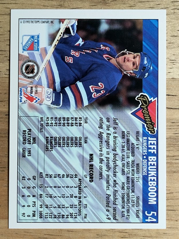 1993-94 Topps Premier #54 Jeff Beukeboom