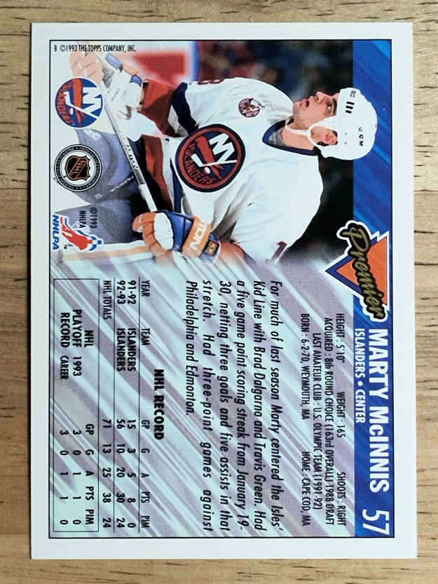 1993-94 Topps Premier #57 Marty McInnis