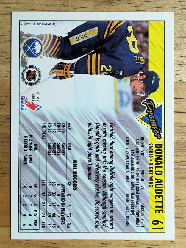 1993-94 Topps Premier #61 Donald Audette