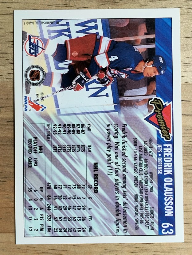 1993-94 Topps Premier #63 Fredrik Olausson