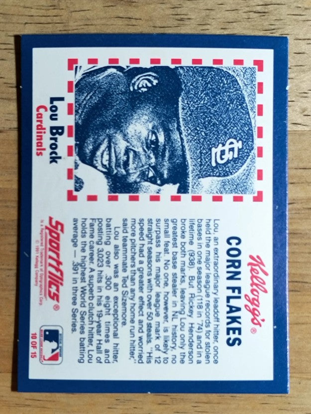 1991 Kellogg's 3D #10 Lou Brock
