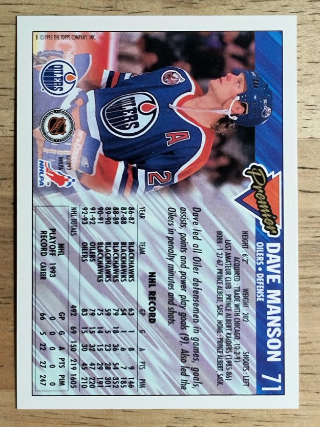 1993-94 Topps Premier #71 Dave Manson