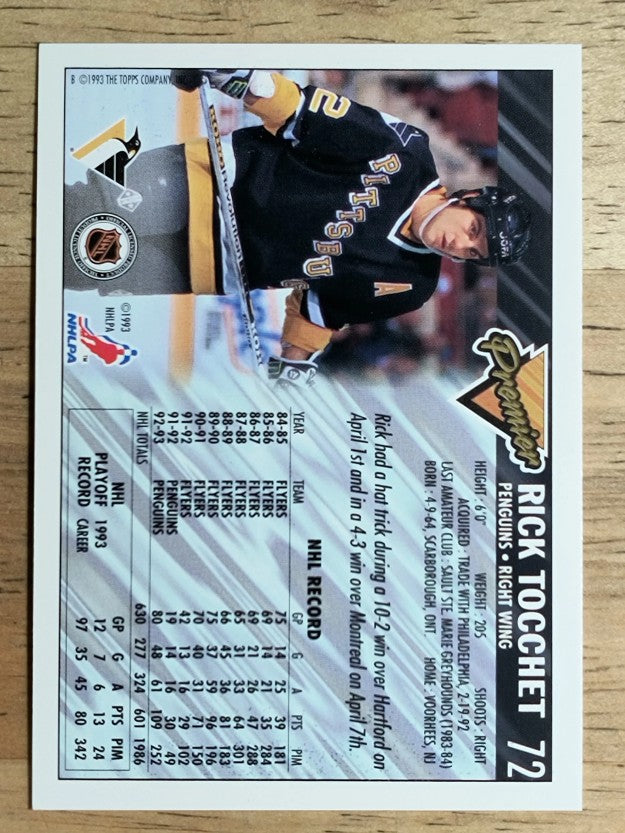 1993-94 Topps Premier #72 Rick Tocchet