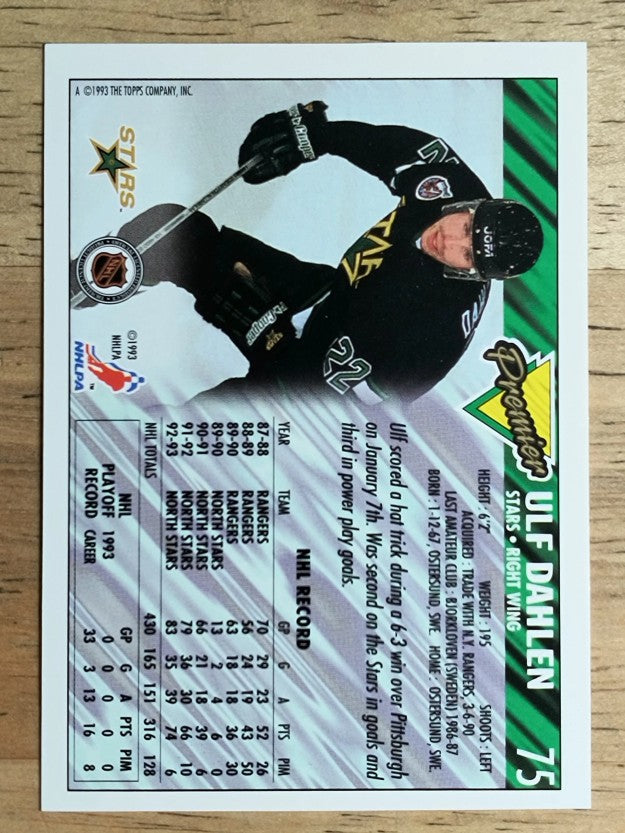1993-94 Topps Premier #75 Ulf Dahlen