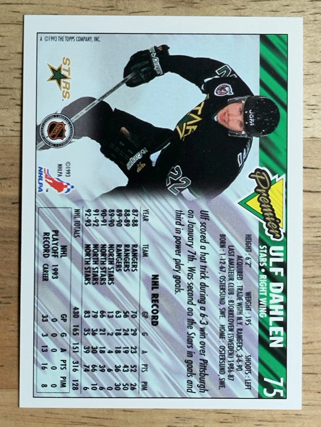 1993-94 Topps Premier #75 Ulf Dahlen