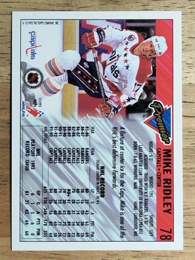1993-94 Topps Premier #78 Mike Ridley