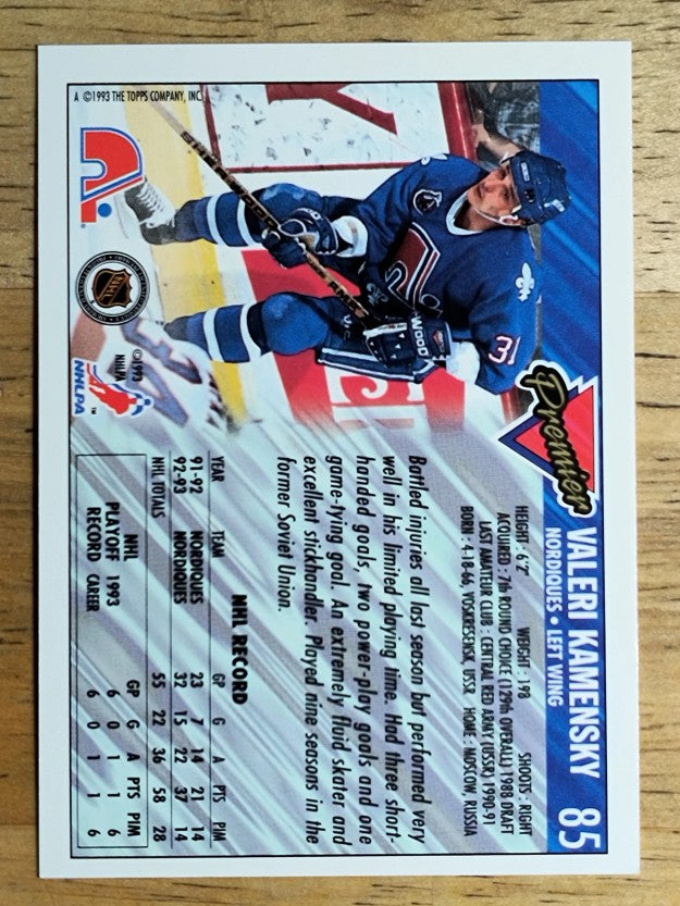 1993-94 Topps Premier #85 Valeri Kamensky