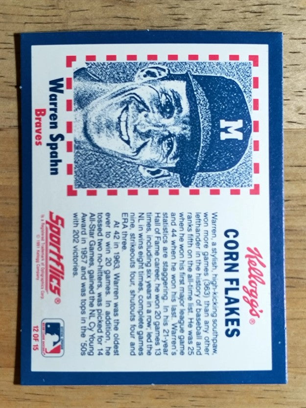1991 Kellogg's 3D #12 Warren Spahn