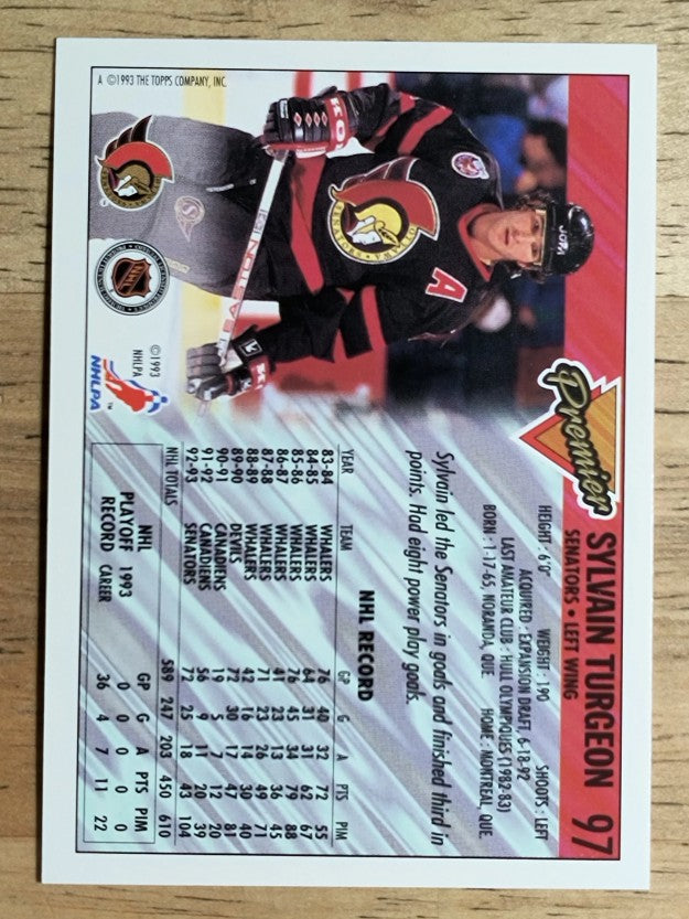 1993-94 Topps Premier #97 Sylvain Turgeon