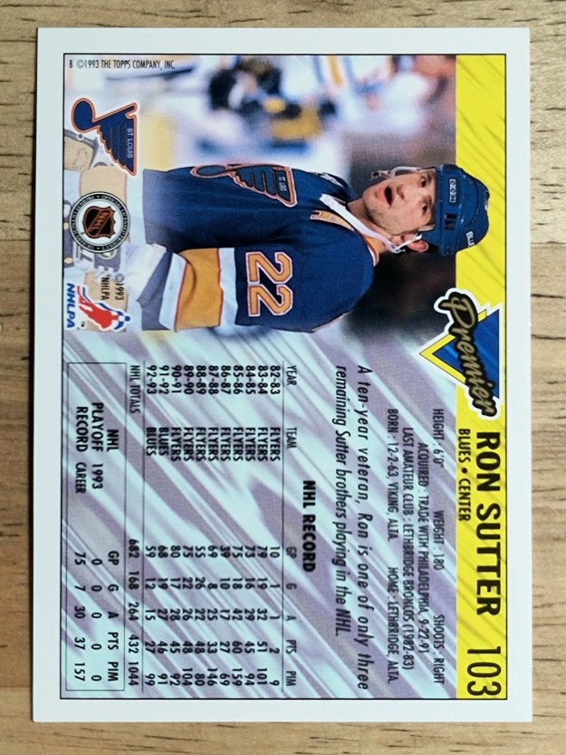 1993-94 Topps Premier #103 Ron Sutter