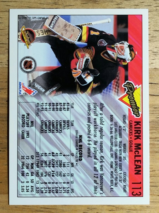 1993-94 Topps Premier #113 Kirk McLean
