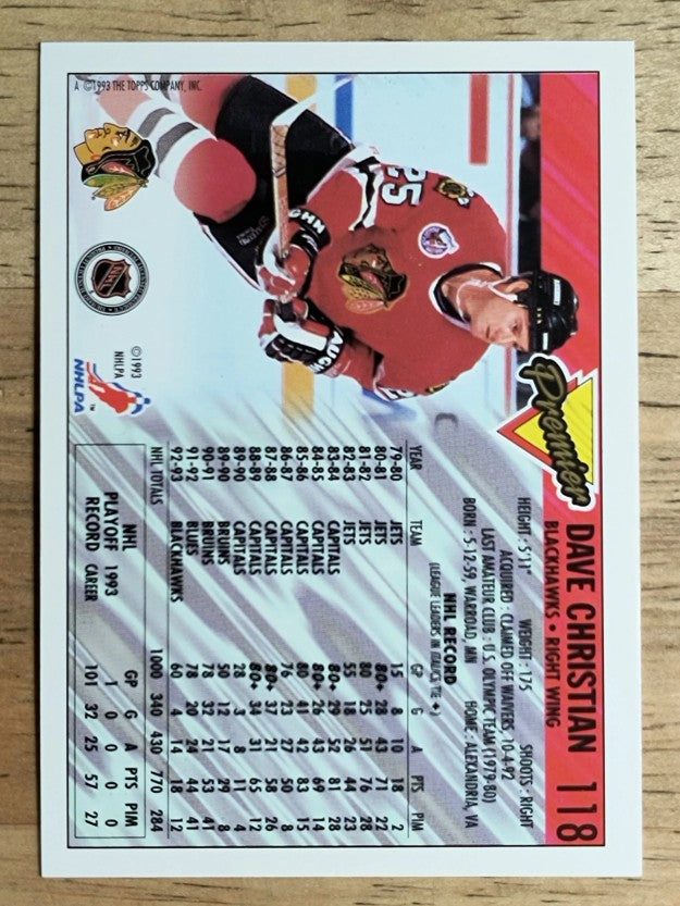 1993-94 Topps Premier #118 Dave Christian