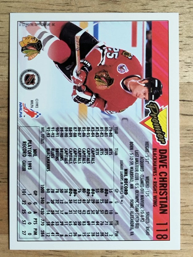 1993-94 Topps Premier #118 Dave Christian