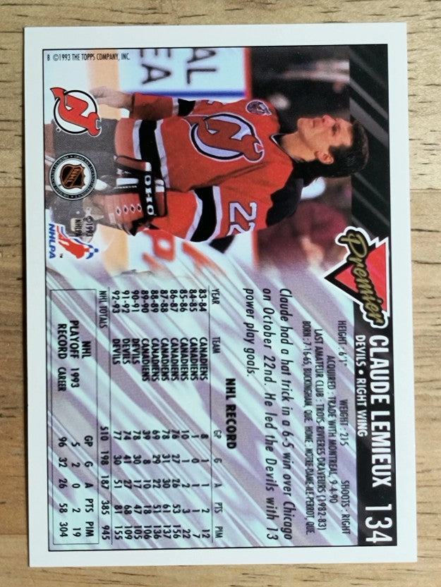 1993-94 Topps Premier #134 Claude Lemieux