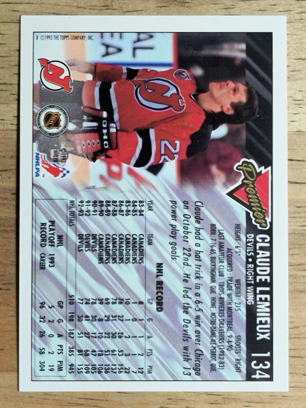 1993-94 Topps Premier #134 Claude Lemieux