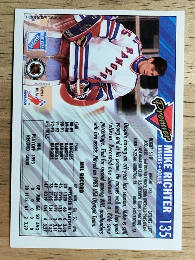 1993-94 Topps Premier #135 Mike Richter