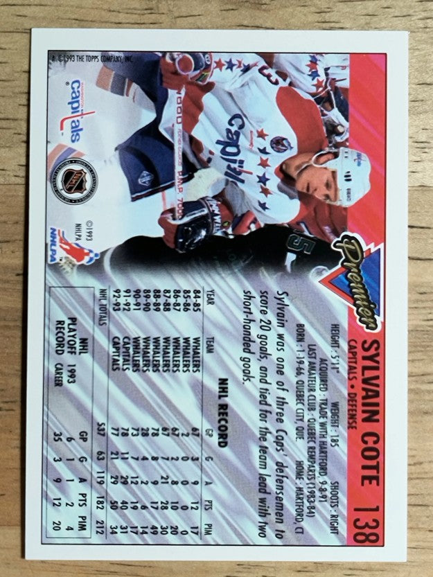 1993-94 Topps Premier #138 Sylvain Cote