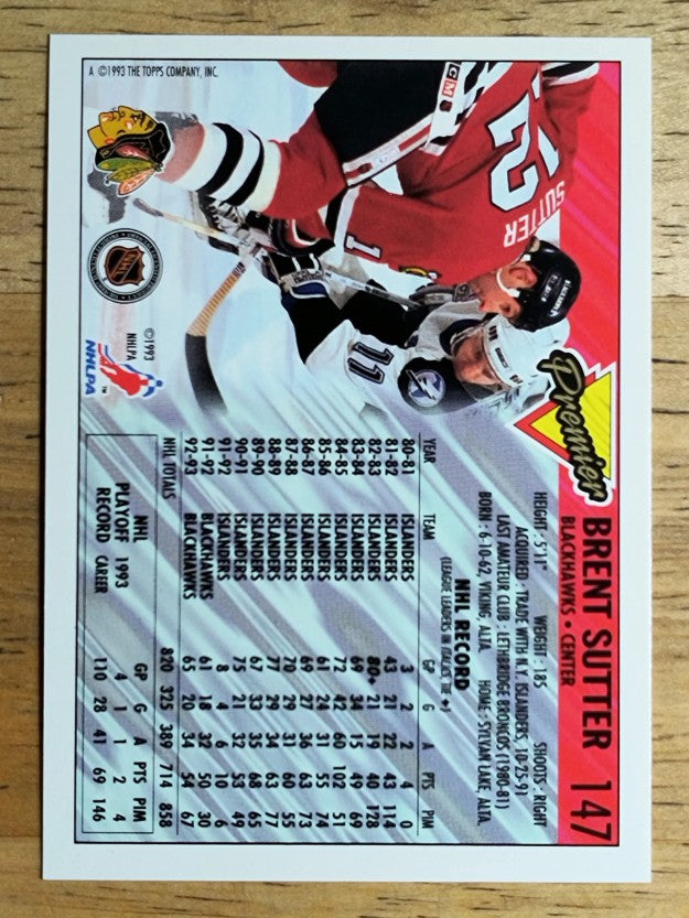 1993-94 Topps Premier #147 Brent Sutter