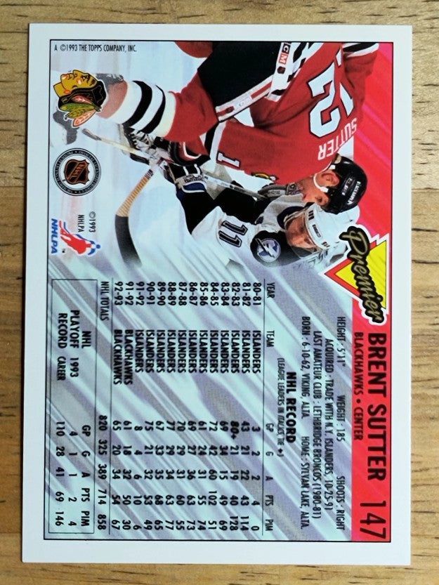 1993-94 Topps Premier #147 Brent Sutter