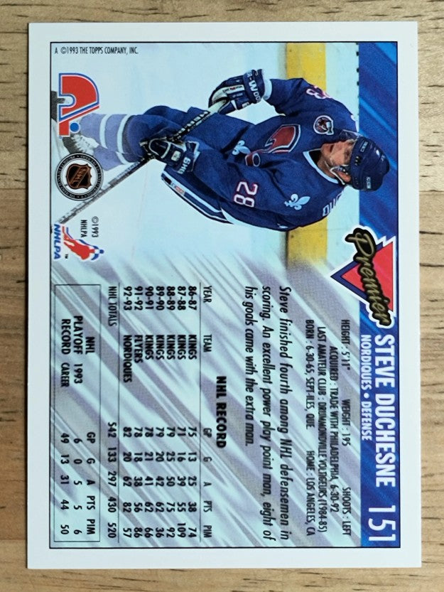 1993-94 Topps Premier #151 Steve Duchesne