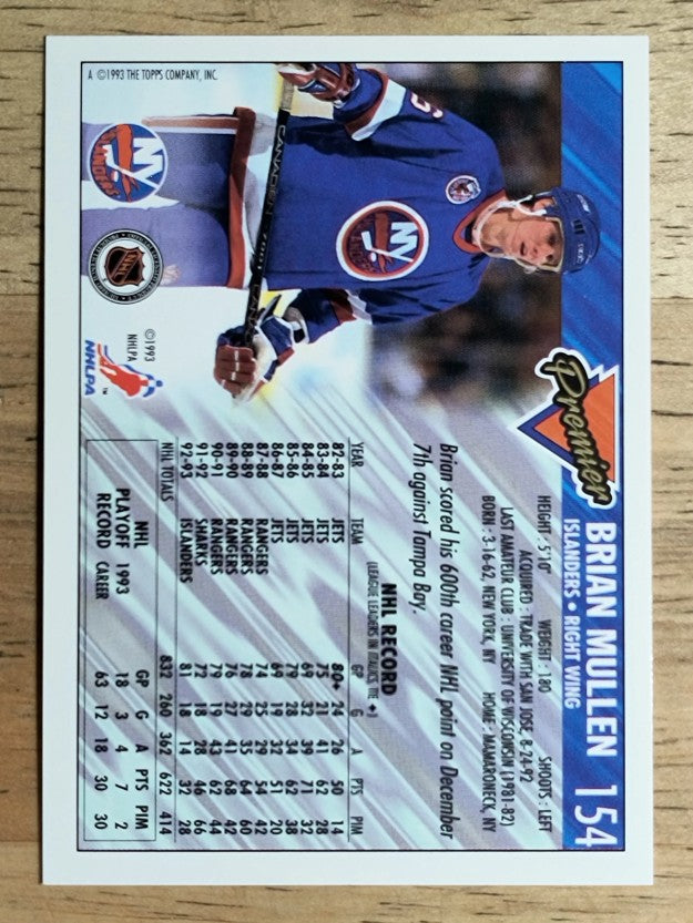 1993-94 Topps Premier #154 Brian Mullen