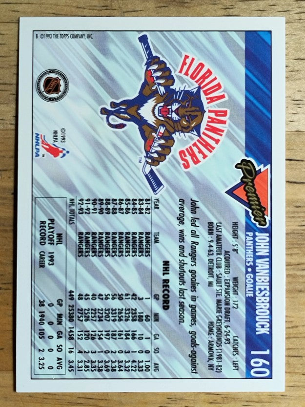 1993-94 Topps Premier #160 John Vanbiesbrouck