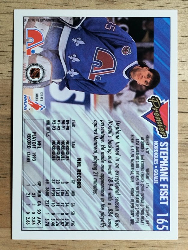 1993-94 Topps Premier #165 Stephane Fiset