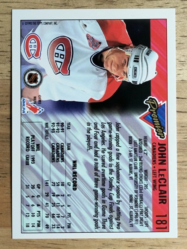 1993-94 Topps Premier #181 John LeClair