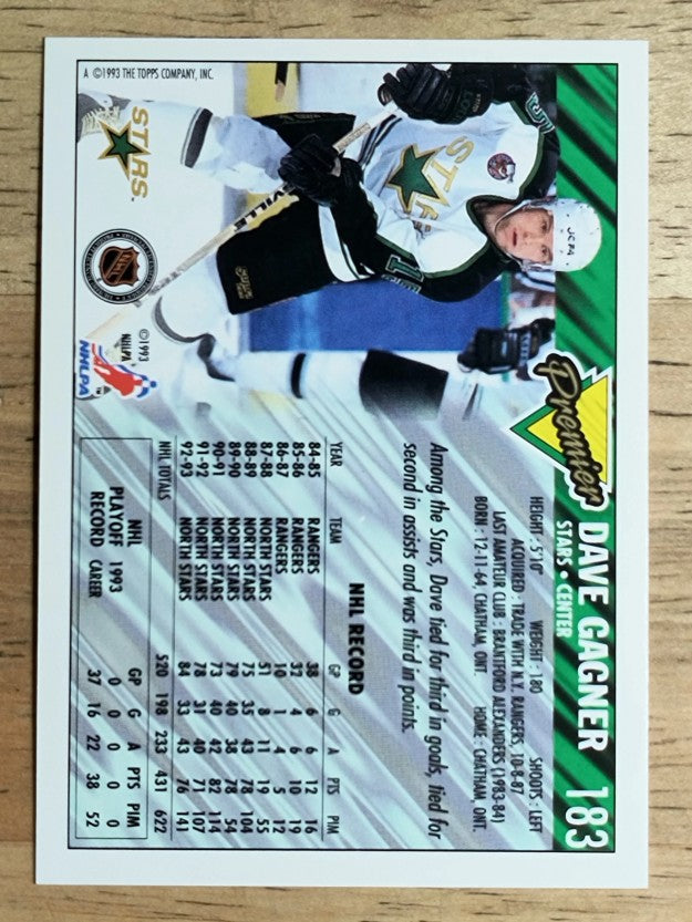 1993-94 Topps Premier #183 Dave Gagner